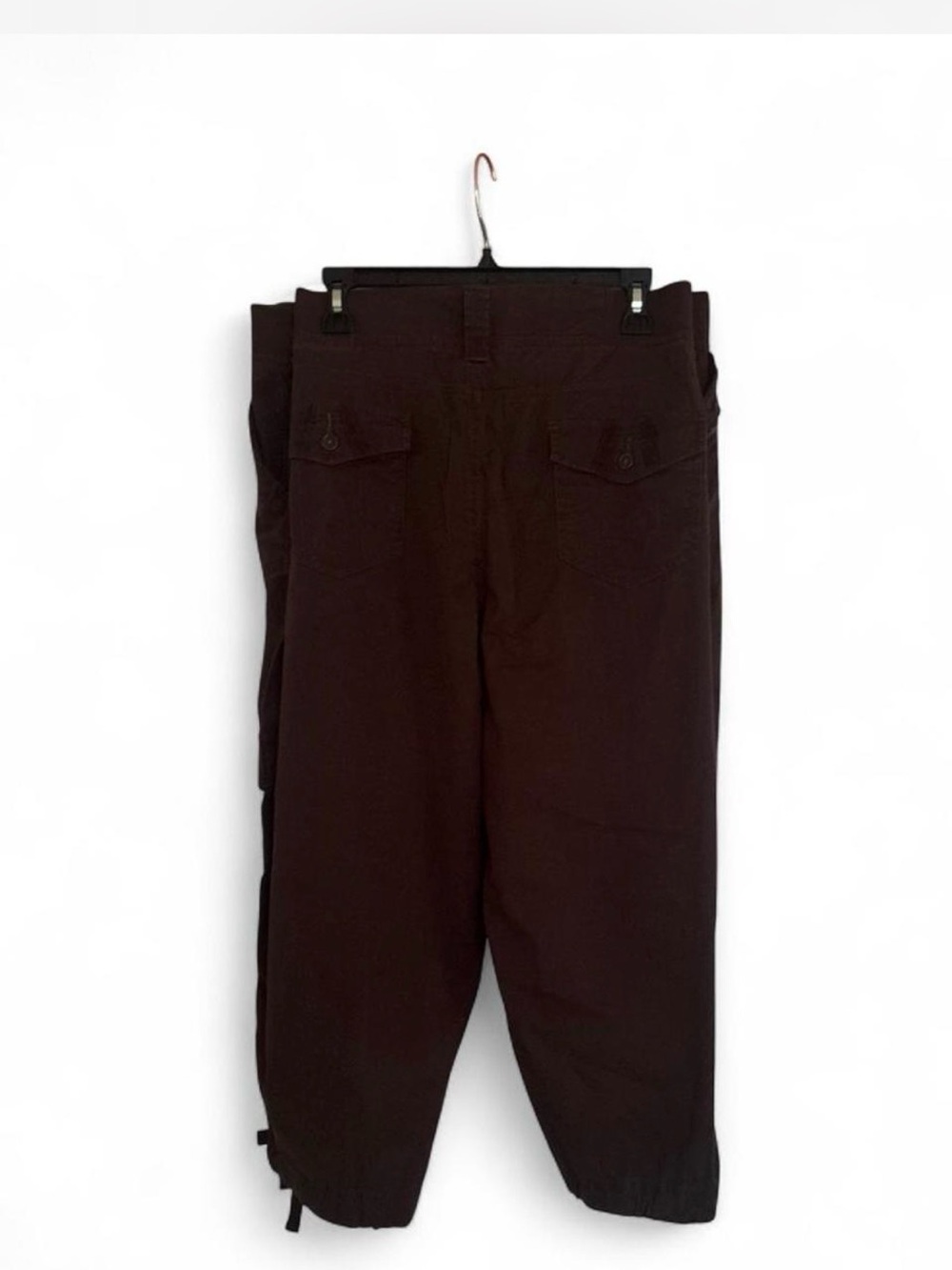 Sonoma Brown Women's Capri Pants Flat Front Stretch Pockets Zip/Button S: 24W - Picture 3 of 3